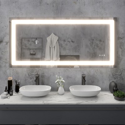 LED Front Light Bathroom Vanity  Mirror, 3 Color Temperatures, Anti-fog , Wall Mounted Frameless Make Up Mirror