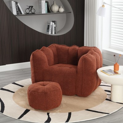 SYFERLORY Soft Bean Bag Chair with High Resilient Foam(Chips)for living room and bedroom，Orange