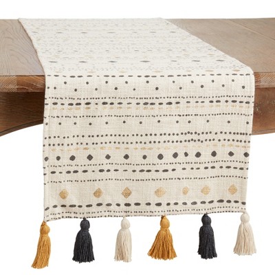 Saro Lifestyle Printed Diamond Design Table Runner, Multicolored, 16" x 72"