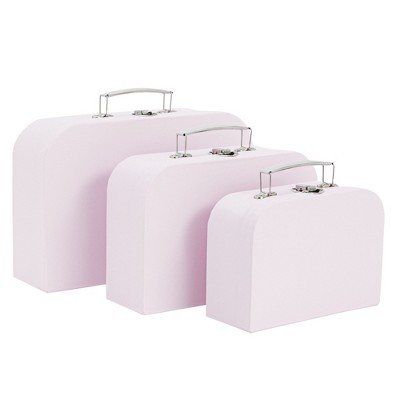 Okuna Outpost Different Sizes of Paperboard Suitcases with Metal Handles, Decorative Cardboard Storage Boxes - Set of 3