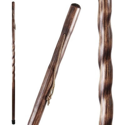 Brazos Handcrafted Wood Walking Stick, Twisted Pine, Trekker Style Handle, for Men & Women, Made in The USA, 55