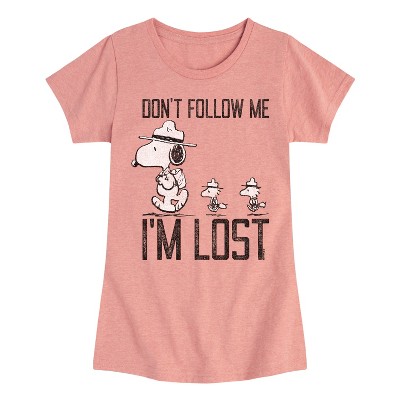 Girls' - Peanuts - Don't Follow Me Fitted Short Sleeve Graphic T-Shirt