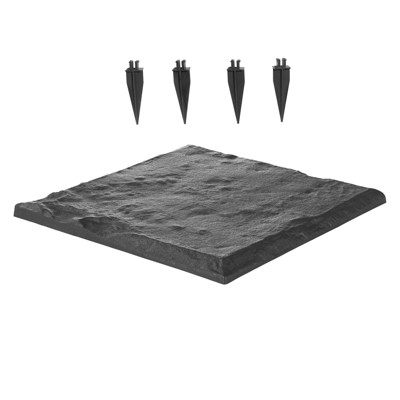 VEVOR Garden Stepping Stones, 4Pcs 15.5 x 15.5 in, Decorative Stepping Stones with Stakes, Weather-Resistant Plastic Pathway Pavers, Grey