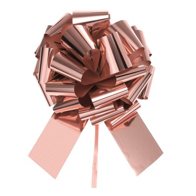 Unique Bargains Wedding Christmas Bright Metallic Gift Wrapping Large Pull Bows Ribbon 1 Pc Pink 12 inch