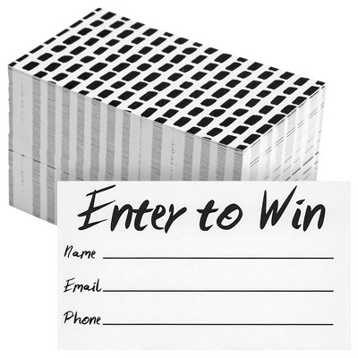Stockroom Plus 200-Pack Enter to Win Cards, 3.5x2 White Entry Form Raffle Tickets Slips for Fairs, Contests, Ballots, Carnivals