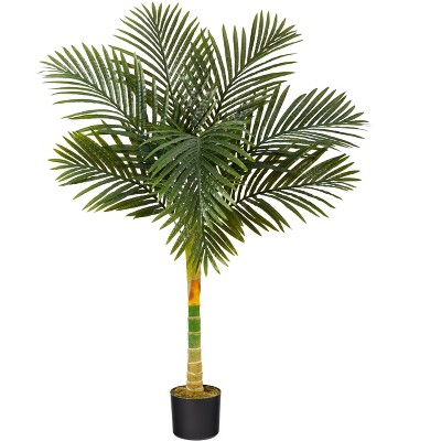 Nearly Natural 4-ft Golden Cane Artificial Palm Tree