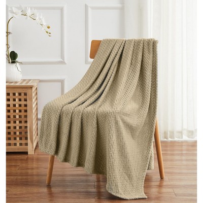 Kate Aurora Ultra Soft & Plush Herringbone Fleece Throw Blanket Covers
