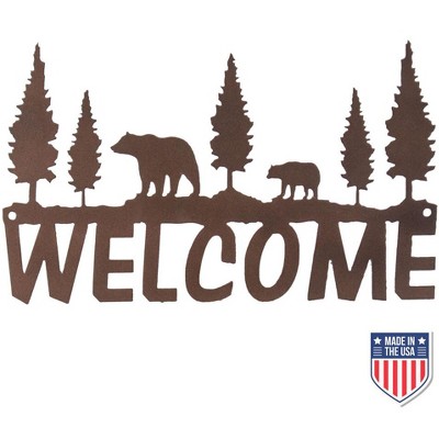 5 Star Super Deals Rustic Metal Welcome Sign with Bear and Tree Design – Nature-Inspired Wall Art for Cabin Or Lodge Weatherproof and Easy to Mount