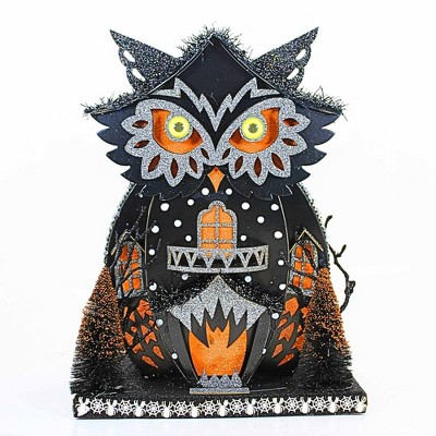 Roman 14.5 Inch Lighted Owl House Halloween Figurine , Halloween Spiders (1PC)