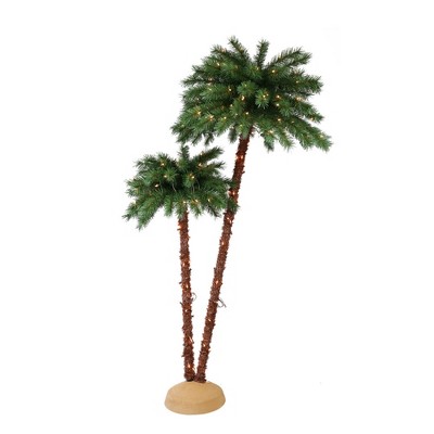3.5ft/6ft Double Pre-lit Artificial Christmas Palm Tree - Puleo