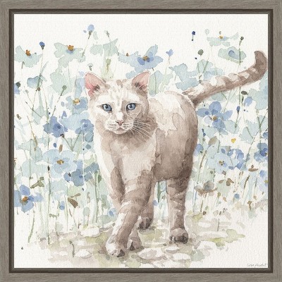 Amanti Art Bohemian Blue Cat I by Lisa Audit Canvas Wall Art Print Framed 16 x 16-in.