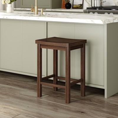 Now Furniture 24" Counter Stool, Wooden Backless Bar Height Kitchen Stool