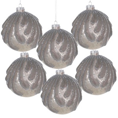 Gulches Set of 6 Stunning 3.9-Inch Glass Christmas Ball Ornaments - Elegant Decorative Hanging Accents for Holiday Tree and Festive Celebrations