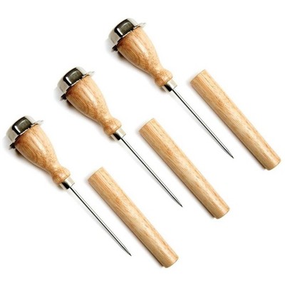 Norpro 7" Stainless Steel Shaft Wood Handle Ice Pick Bar Tool with Sheath Cover