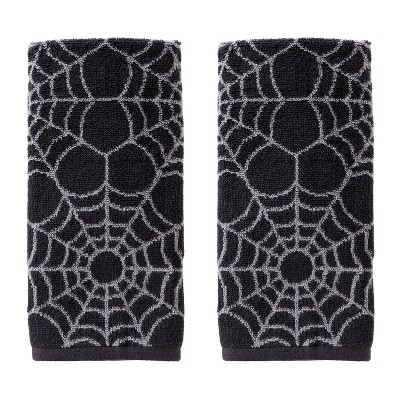 2pc Spider Webs Hand Towel Set - SKL Home: Cotton Jacquard Terry, Midweight, Machine Washable
