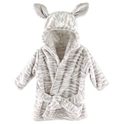 Hudson Baby Infant Plush Animal Face Bathrobe, Zebra, 0-9 Months
