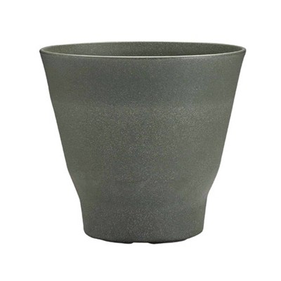 Crescent Garden Step Eco-Friendly Plastic Round Planter Pot Dark Olive Green 15" x14"
