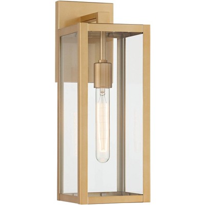 John Timberland Titan Modern Wall Light Sconce Soft Gold Hardwired 6" Fixture Clear Glass Panels for Bedroom Bathroom Vanity Reading