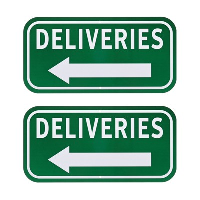 Unique Bargains Aluminum Deliveries Sign with Lift Arrow White on Green