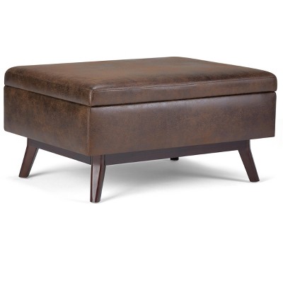 Owen - Coffee Table Storage Ottoman - Distressed Chestnut Brown