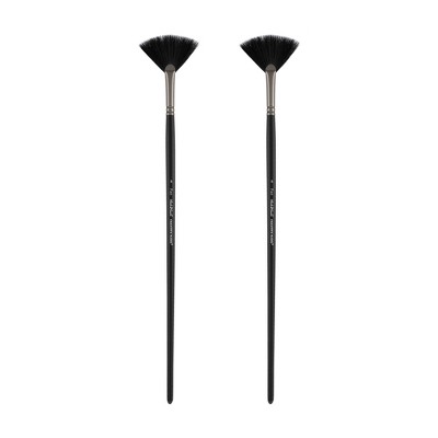 Black Swan Synthetic Red Sable Paint Brushes Fan Sets of 2 - Professional Quality Long Handle Paint Brushes in Assorted Shapes and Sizes for Oil,