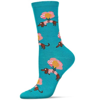 Memoi Dachshund Float Bamboo Blend Crew Sock