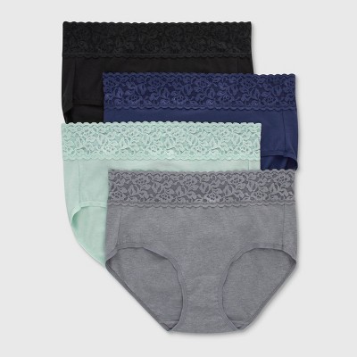 Hanes Women's 4pk Lace Briefs - Black/Blue/Gray