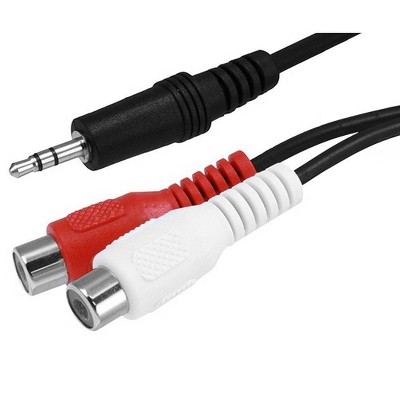 Monoprice Audio/Stereo Cable - 0.5 Feet - Black | 3.5mm Stereo Plug/2 RCA Jack, Mp3 Player/Phone Headphone Output to Home Audio System
