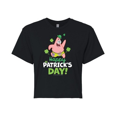 Women's - SpongeBob SquarePants - Happy St. Patricks Day Cropped Graphic T-Shirt