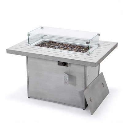 LeisureMod Chelsea Modern Aluminum Patio Propane Fire Pit Table – Outdoor Heating Table for Patio, Deck, Balcony, Backyard, and Garden Spaces