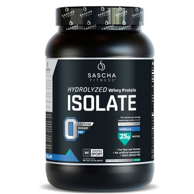 Sascha Fitness Hydrolyzed Whey Protein Isolate – 100% Grass-Fed – Vanilla – 2.1 lbs