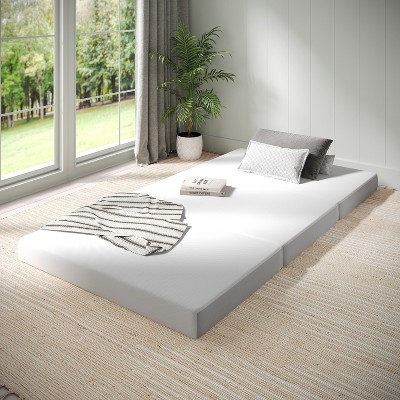 Emma and Oliver Cooling Tri-Fold Memory Foam Mattress in a Box with Supportive Foam Base and Washable Cover