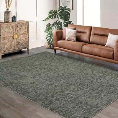 Washable Rugs for Living Room Modern Solid Area Rug Non-Slip Low Pile Bedroom Rug Soft Foldable Rug