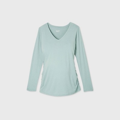 Long Sleeve V-Neck Side Shirred Maternity T-Shirt - Isabel Maternity by Ingrid & Isabel™