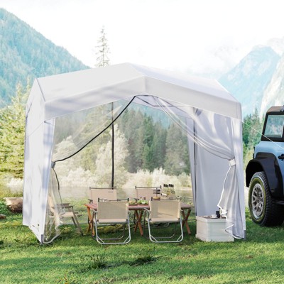 Costway 10 X 10 FT Pop up Canopy Tent with 4 Sidewalls Mesh Netting Wheeled Bag 8 Stakes