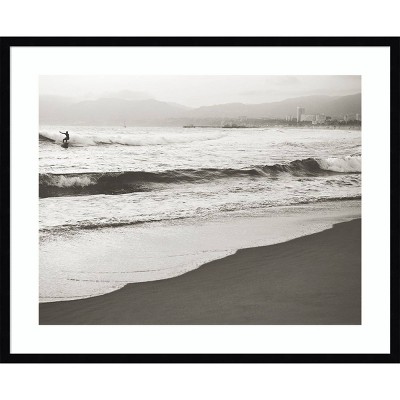 Amanti Art BW Surfer No. 1 by Myan Soffia Wood Framed Wall Art Print
