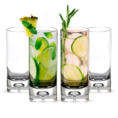 LEMONSODA Premium Crystal Bubble-Base Highball Drinking Glasses - Set of 4 - 12OZ