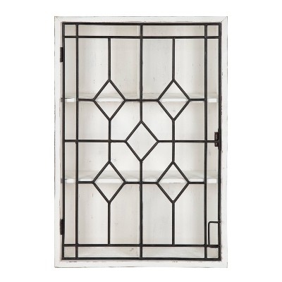 Kate & Laurel All Things Decor Megara Decorative Wooden Wall Hanging Curio Cabinet Whitewash Finish: 3-Tier Storage Display