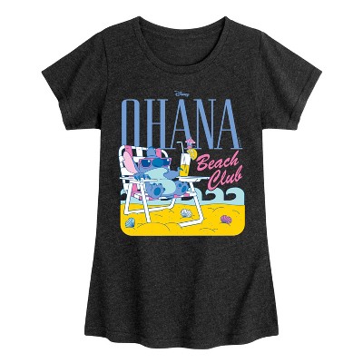 Girls' - Lilo and Stitch - Ohana Beach Club Fitted Short Sleeve Graphic T-Shirt