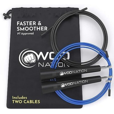 WOD Nation Adjustable Speed Jump Rope For Men, Women & Children, Fitness Skipping Rope for Boxing, MMA and Endurance
