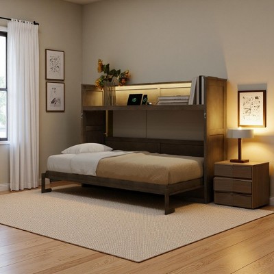 Merax Space-Saving Twin XL Murphy Bed with Desk, LED Light, and USB Charging Station