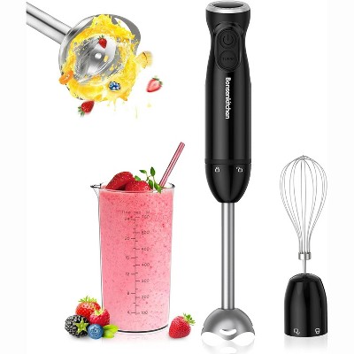 Bonsenkitchen Immersion 3-In-1 Handheld 12-Speed Stick Blender with Turbo Mode, Egg Whisk and 24oz Beaker for Soups, Smoothies, Sauce