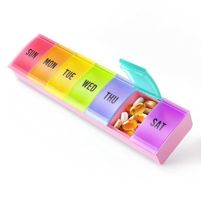 Weekly Pill Organizer Large, 7 Day Pill Box, Pill Holder Container, Medicine Pill Organizer, Easily Open, Secure Closure, Vitamins, Supplements