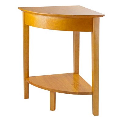 Studio Corner Table Honey - Winsome: Rounded Accent, Shelf Storage, Wood Construction