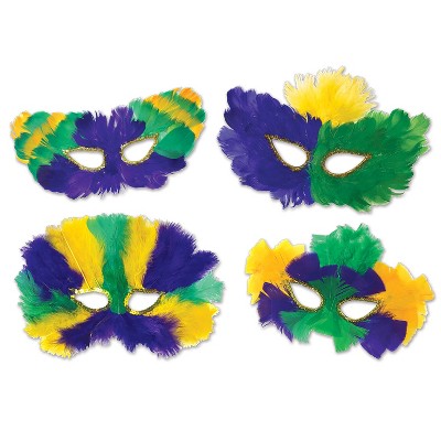 Beistle Mardi Gras Masks, (12/Pkg) Multicolored