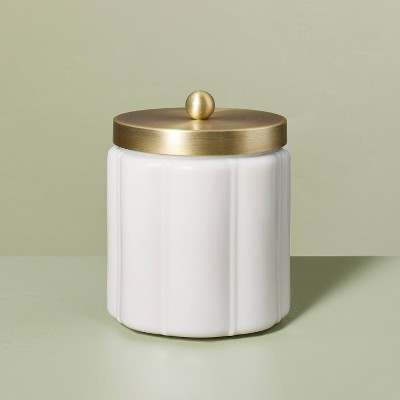Milk Glass Bath Canister with Metal Lid - Hearth & Hand™ with Magnolia
