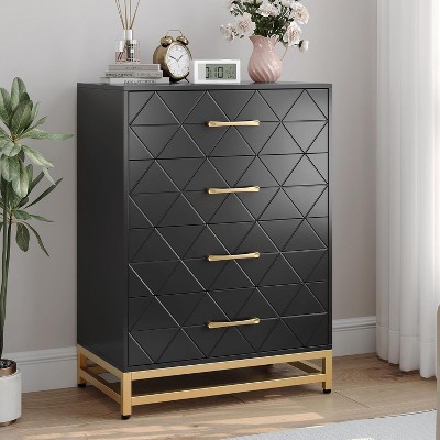 TackView 4-Drawer Dresser for Bedroom & Closet Tall Chest with Soft-Close Glides