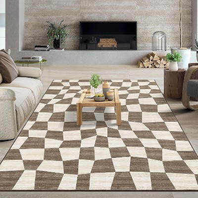 Area Rug Living Room Rugs - Washable Modern Abstract Soft Thin Large Rug Indoor Floor No Slip Rug Carpet for Bedroom Under Dining Table