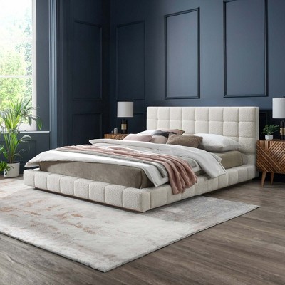 Queen Size Upholstered Platform Bed with Headboard for Bedroom