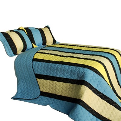 Slickblue 3 Piece Full/Queen, Soft Vermicelli Quilted Quilt and Shams, Quilt Set, Vertical Stripes, 9 Options